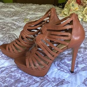 Jessica Simpson Tan Caged Heels Sandals Size 9
